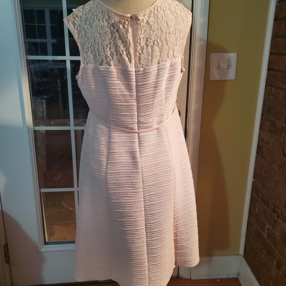 NWOT MOTHERHOOD PINK SLEEVELESS SHIFT DRESS W/LACE TOP/FULLY LINED/SIZE LARGE - Picture 4 of 12